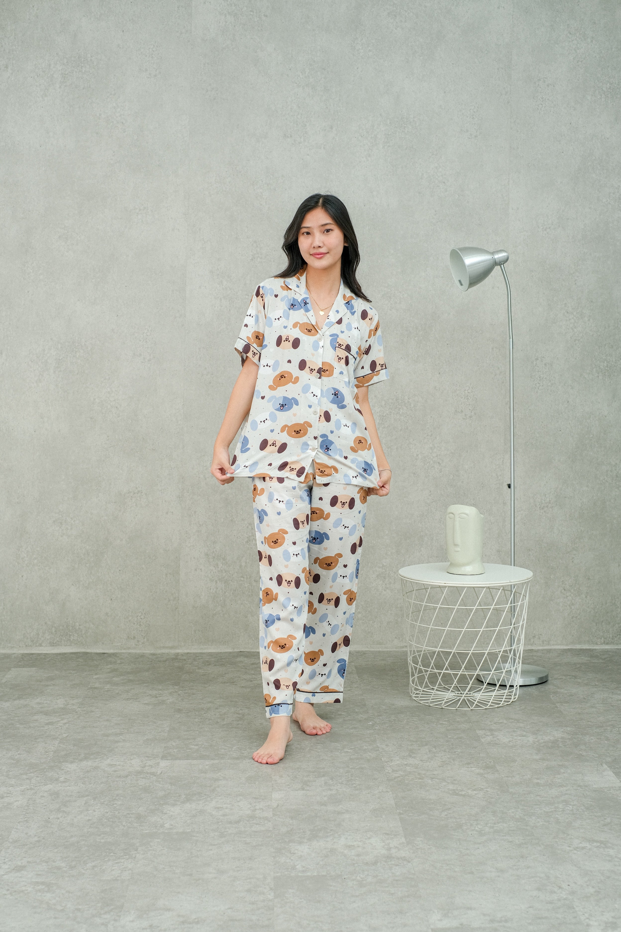 Women Milo Viscose Rayon Short Sleeves and Long Pajamas Set