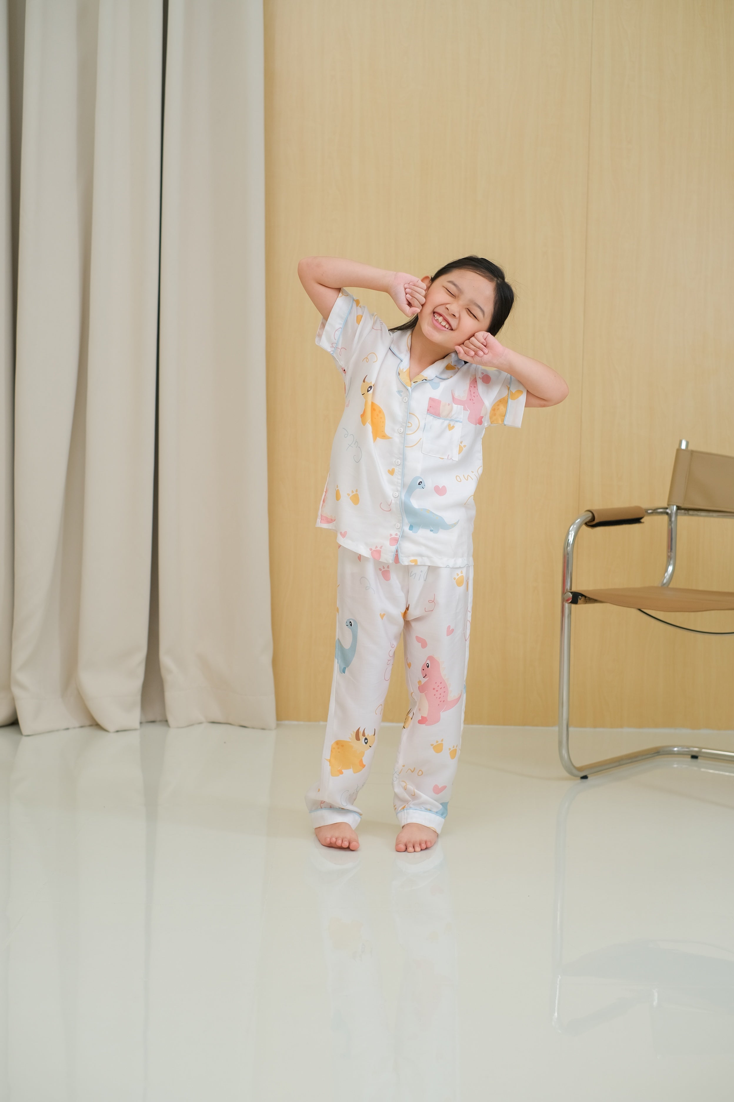 Baby Dino Organic Silk Short Sleeve Pajamas Set for Kids