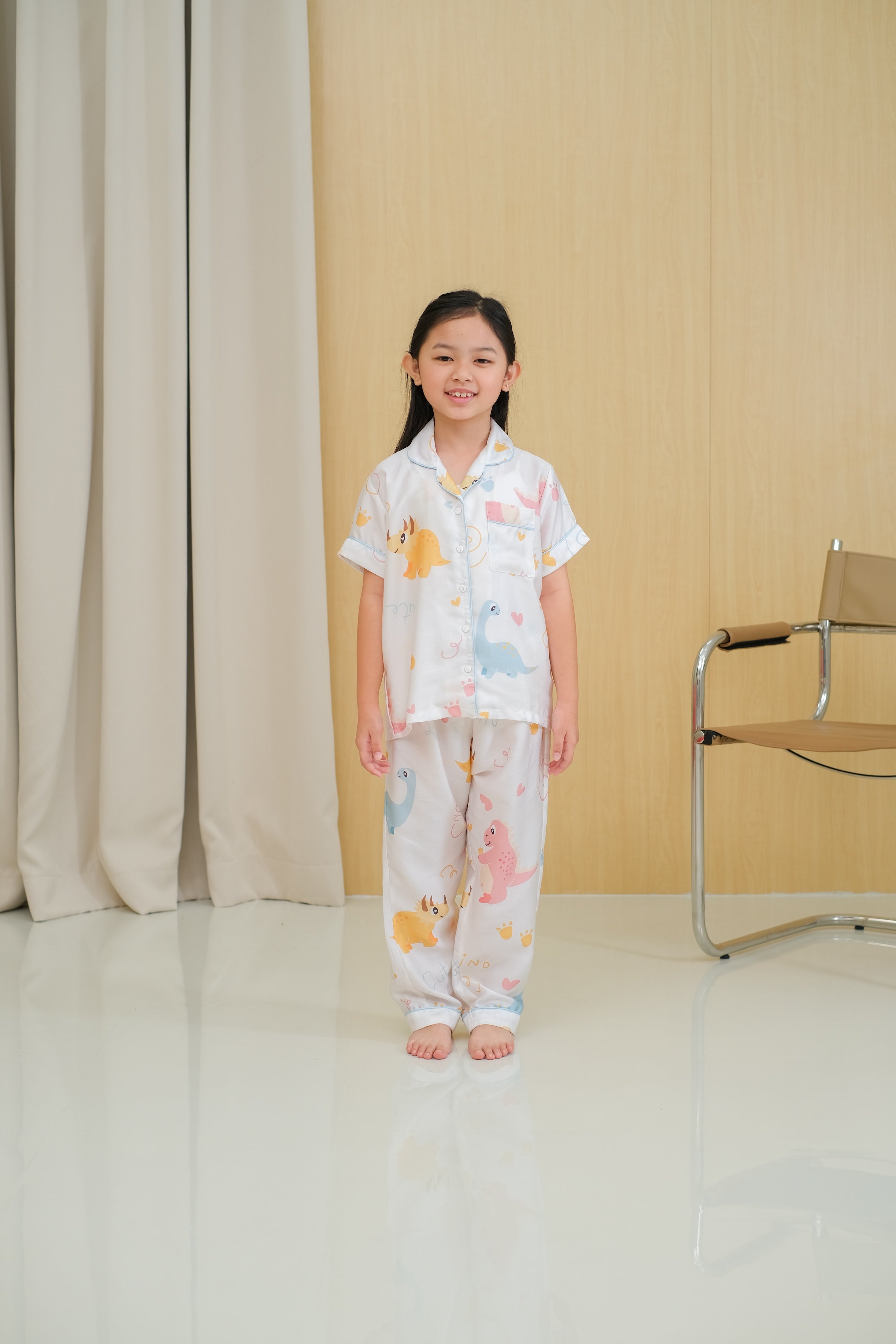 Baby Dino Organic Silk Short Sleeve Pajamas Set for Kids