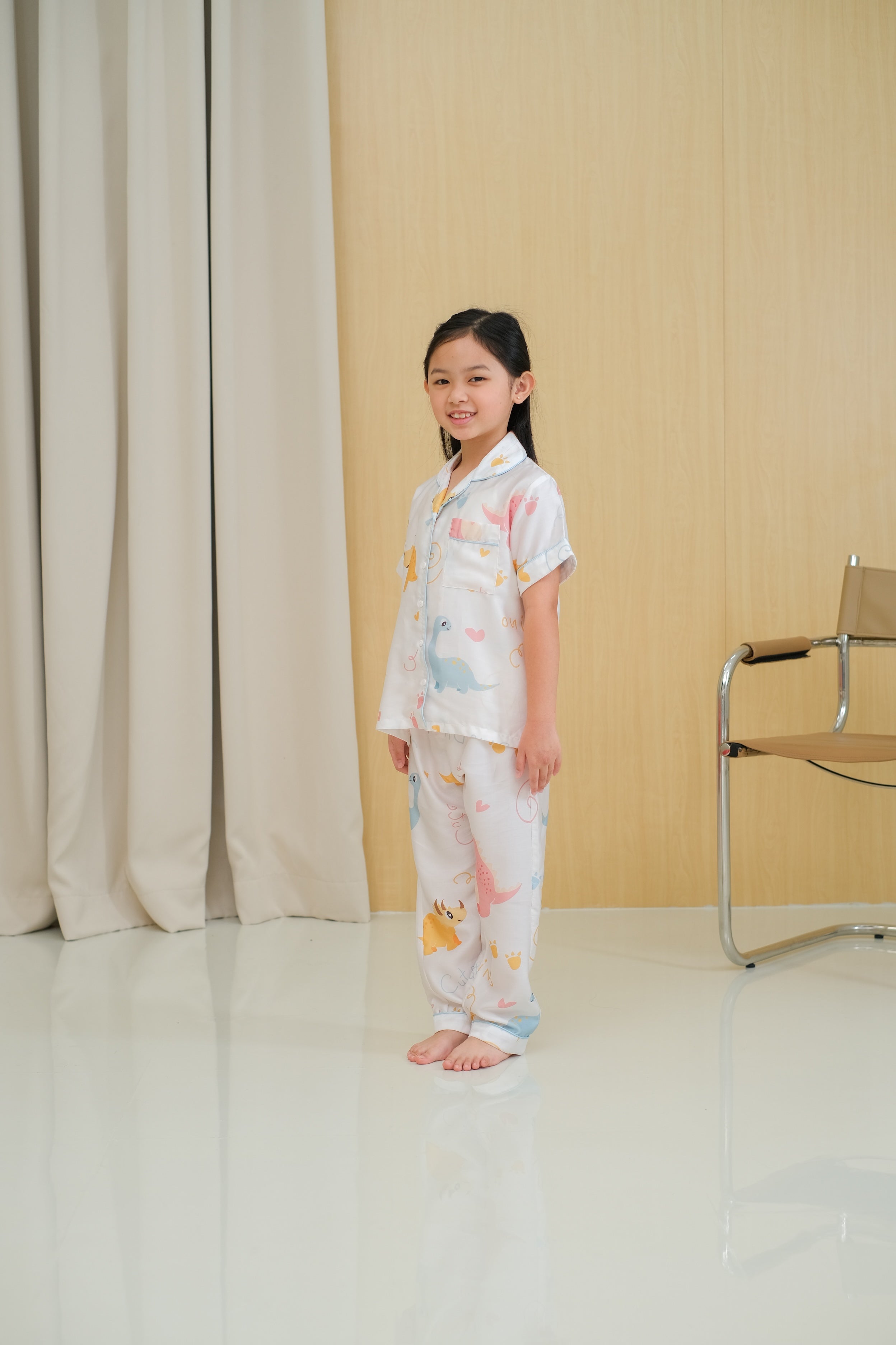 Baby Dino Organic Silk Short Sleeve Pajamas Set for Kids