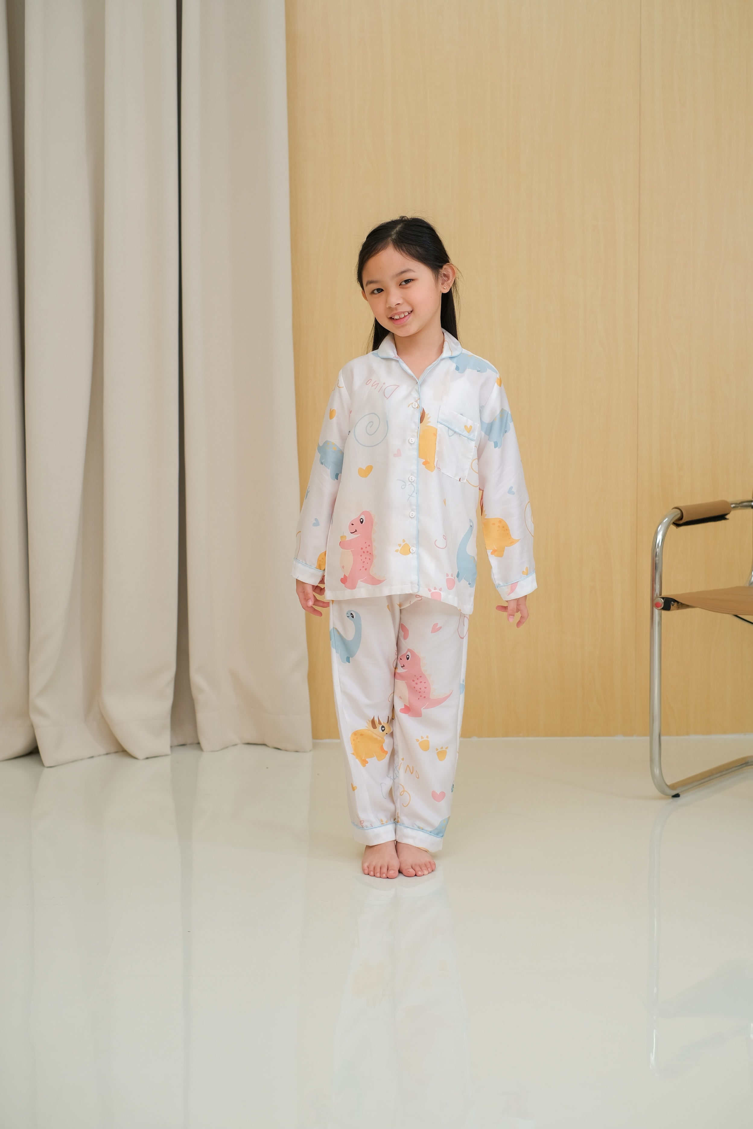 Baby Dino Organic Silk Long Sleeve Pajamas Set for Kids