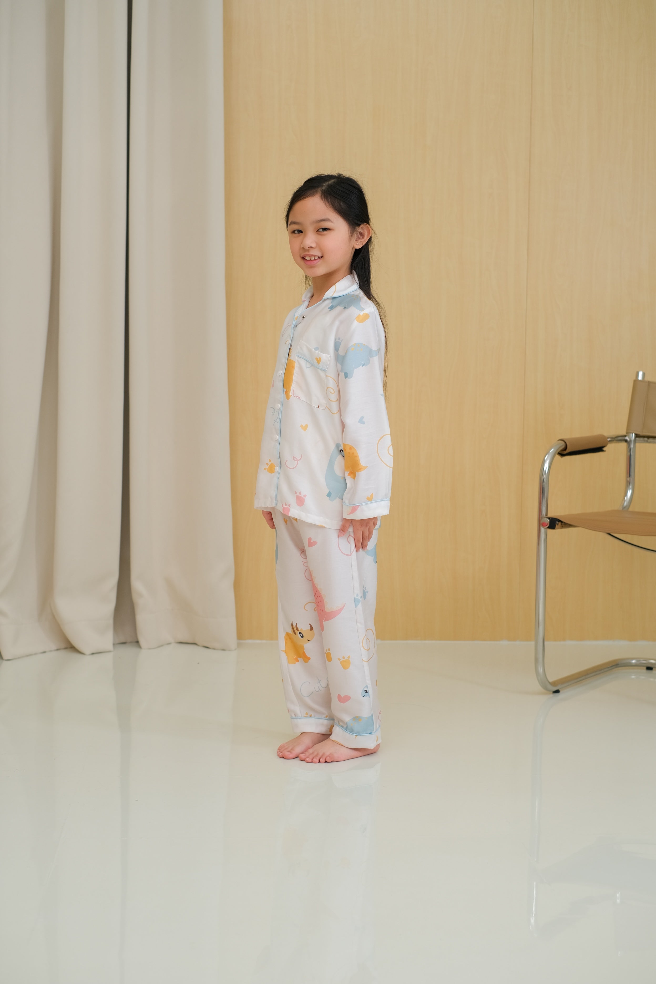 Baby Dino Organic Silk Long Sleeve Pajamas Set for Kids