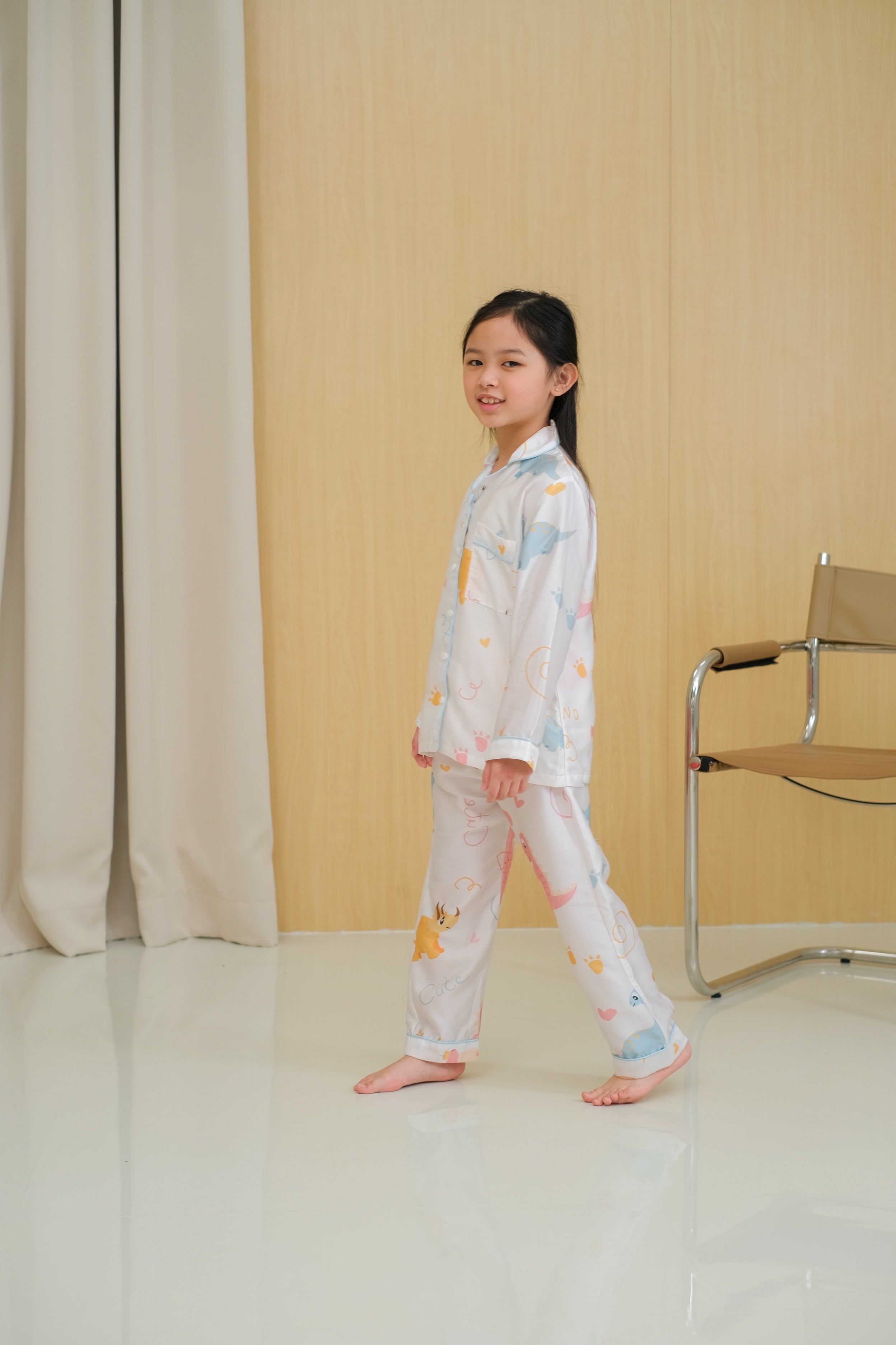 Baby Dino Organic Silk Long Sleeve Pajamas Set for Kids