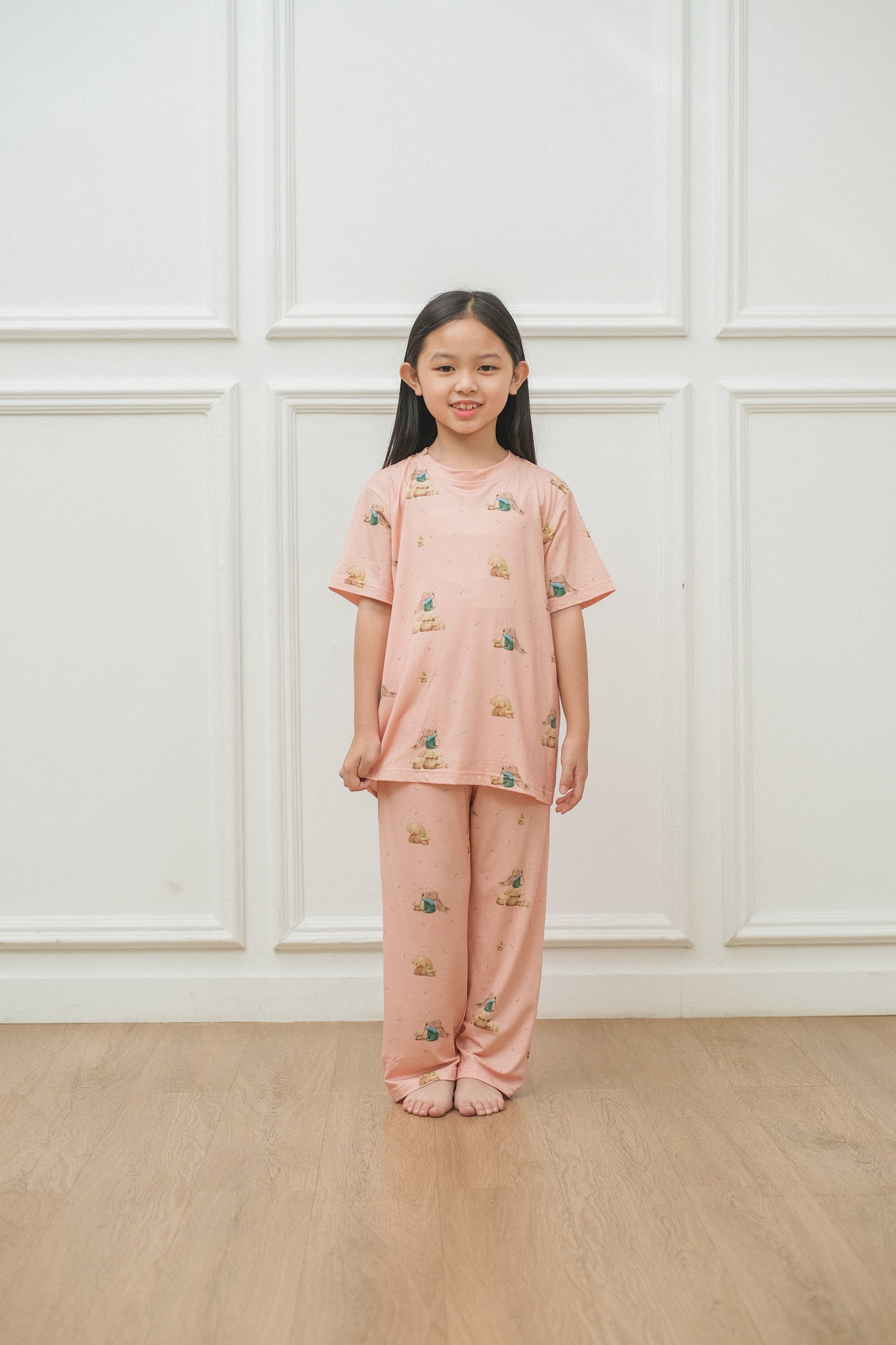 Bunny Rose Bamboo Silk Short Pajamas Set for Kids