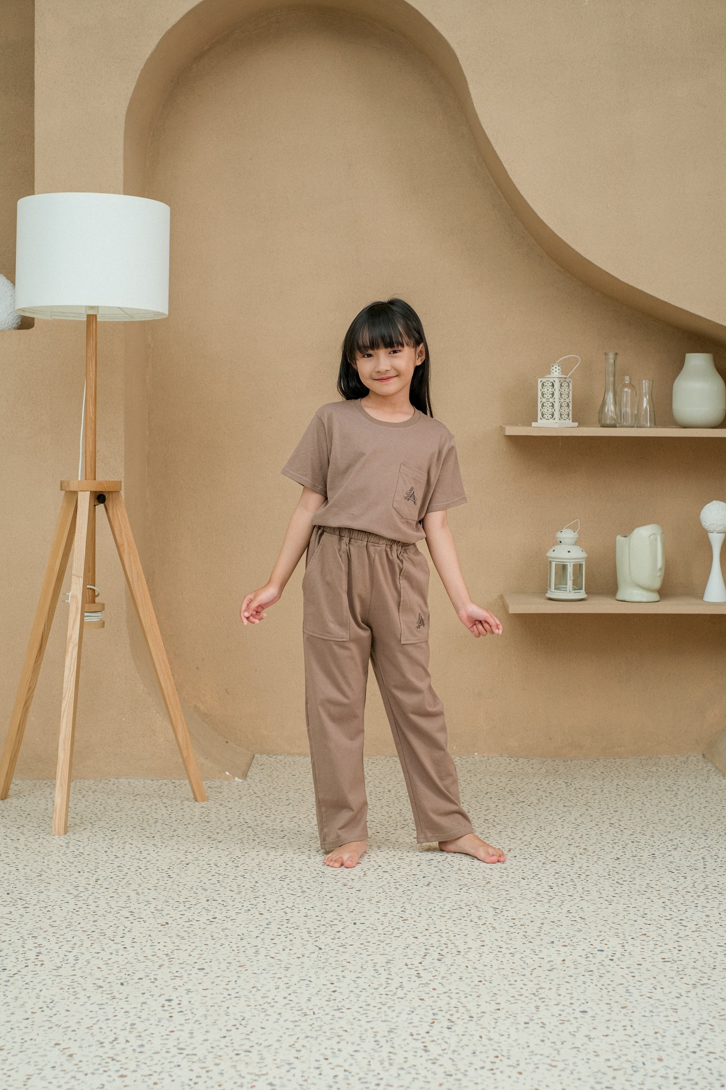 Coco Brown Cotton Short Pajamas Set for Kids