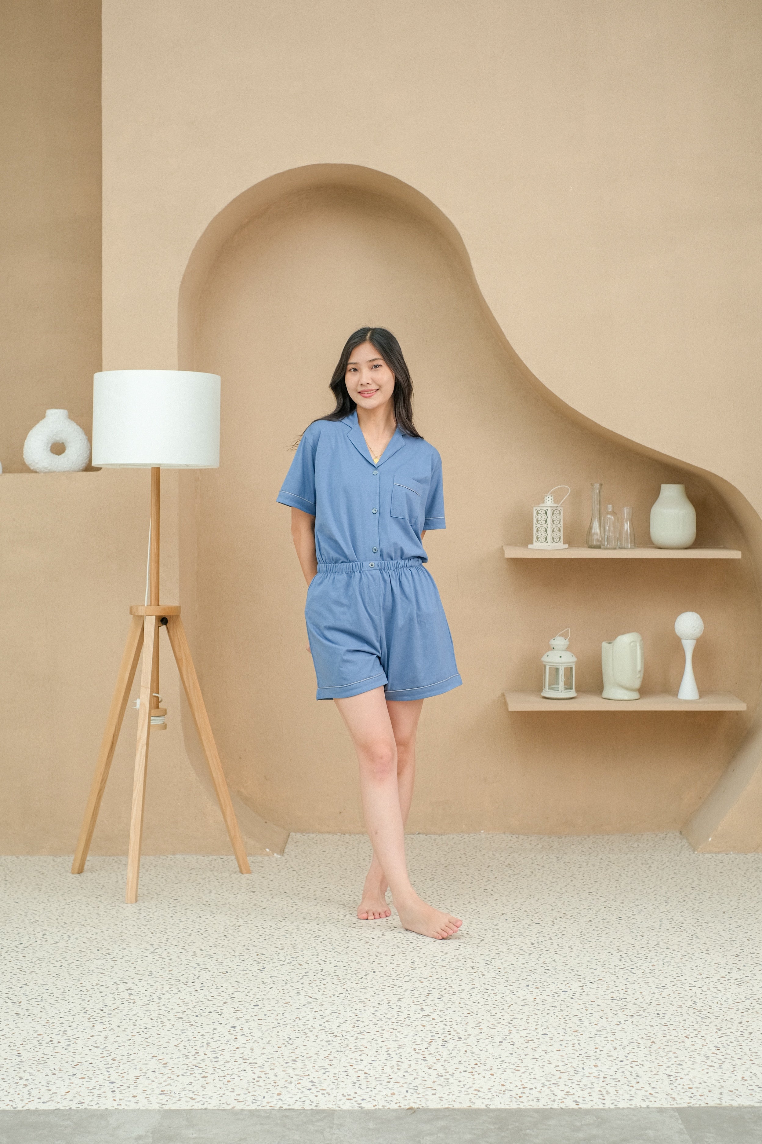 Women Mason Denim Cotton Short Pajamas Set