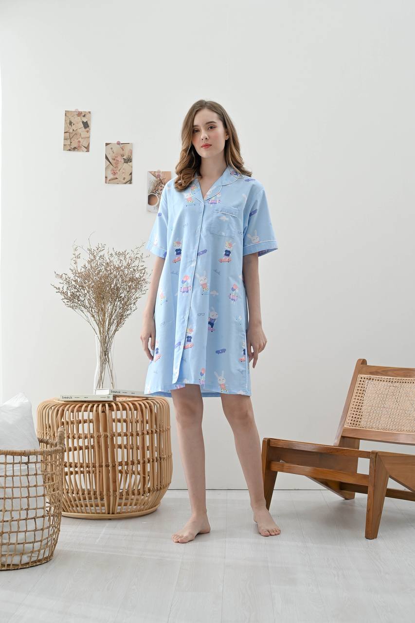 Skate Rabbit Cotton House Dress Pajamas